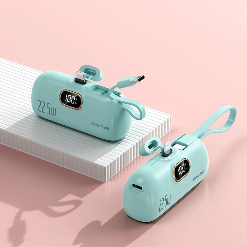 22.5W Mini Portable Charger Power Bank with 3 Output Ports, 5000Mah Fast Charging Battery Pack with LED Display