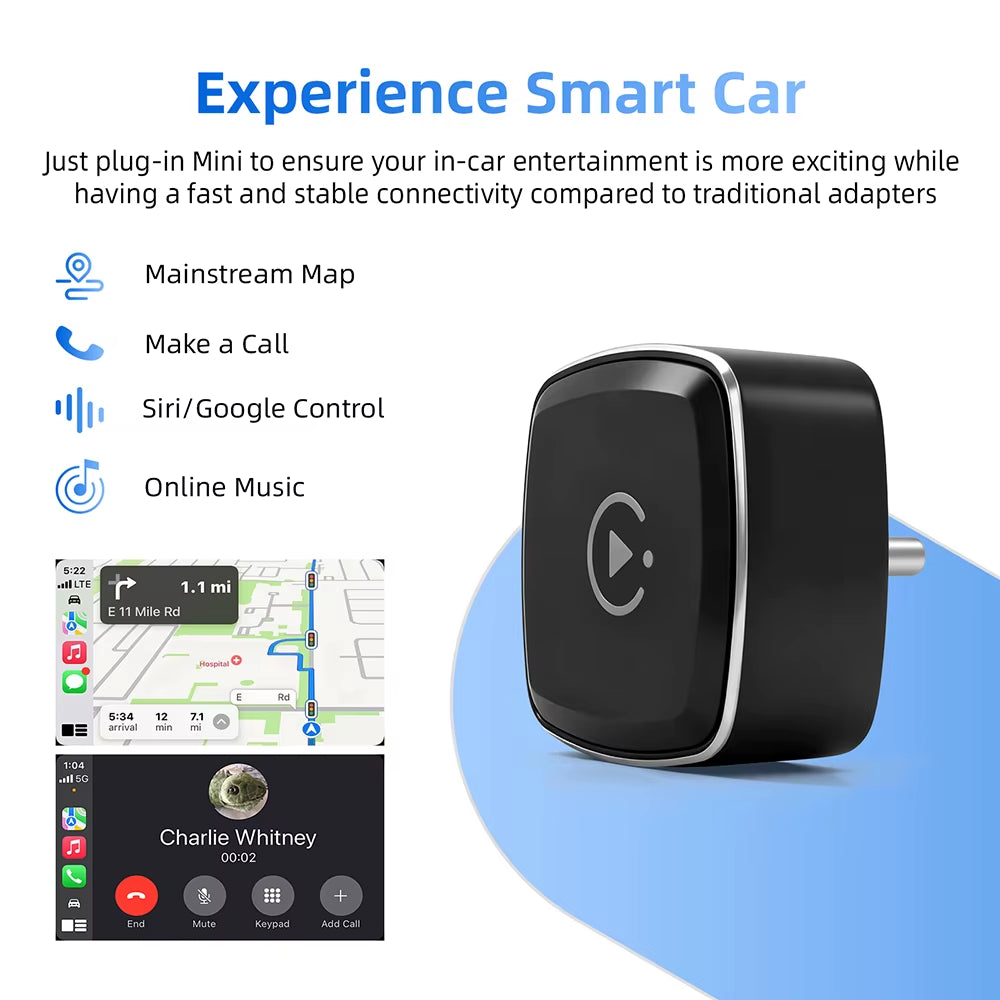 Type-C Wireless Carplay Adapter Android Smart Dongle for Factory Type-C Wired 2 in 1 Wireless Carplay & Android Auto Adapter